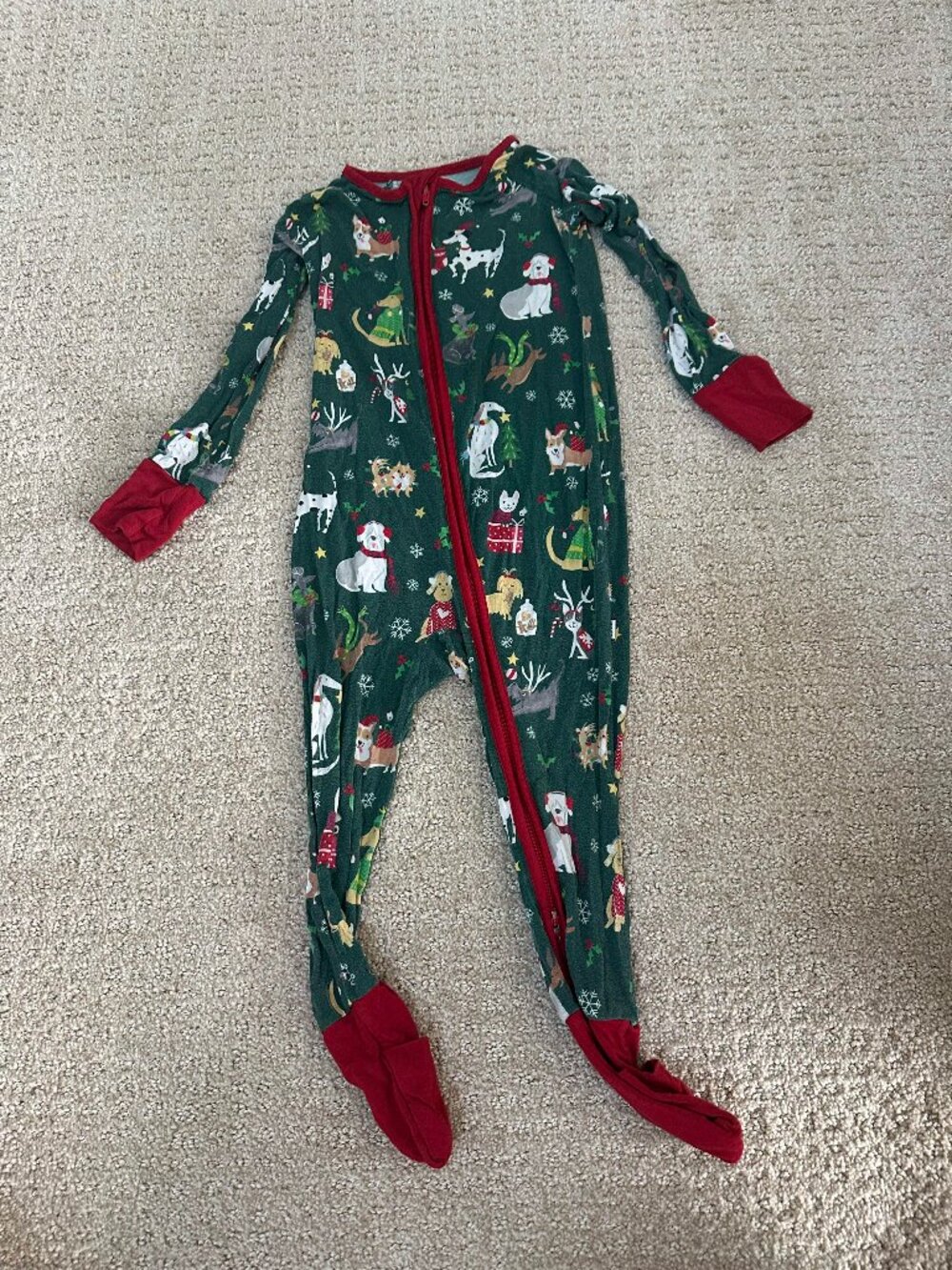 Little Sleepies "Holiday Hounds" Bamboo Footed Pajamas Christmas 18-24 months